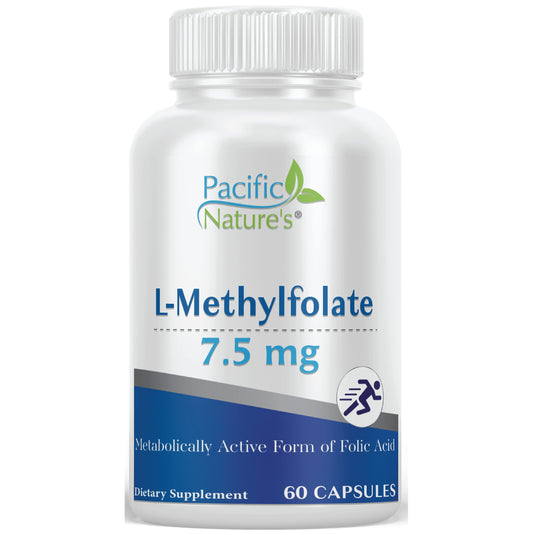Pacific Nature's L-Metilfolato suplemento 7.5 mg frasco