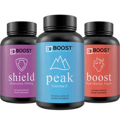 Paquete de tres frascos vitamina de alga roja quercetina BoostCeuticals