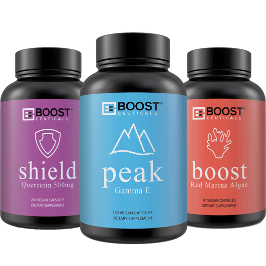 Paquete de tres frascos vitamina de alga roja quercetina BoostCeuticals