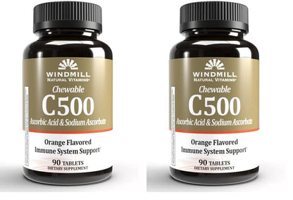 Pack doble vitamina C masticable 500mg Windmill sabor naranja