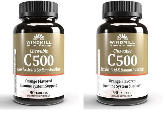 Pack doble vitamina C masticable 500mg Windmill sabor naranja