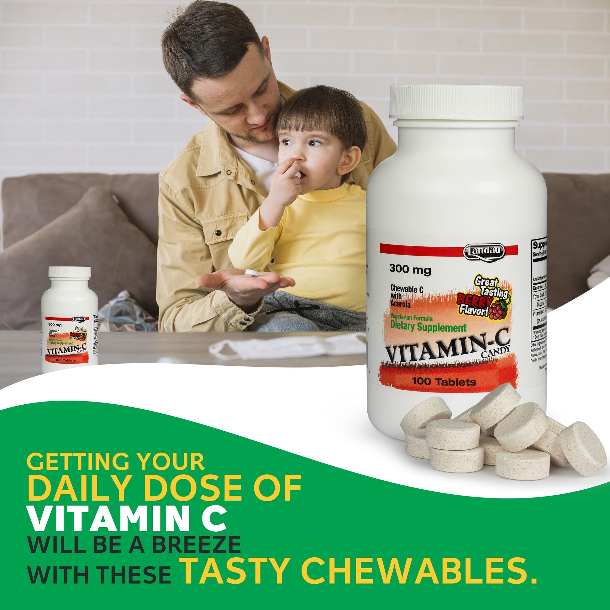 Pack Landau Vitamina C masticables 300 mg sabor bayas