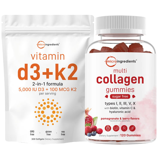 Pack Micro Ingredients vitamina D3 K2 y gummies multi colágeno sin azúcar