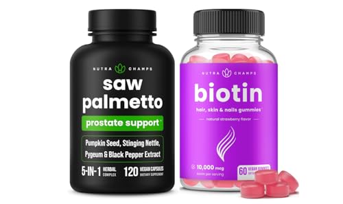 Pack NutraChamps gomitas biotina y saw palmetto cabello y piel