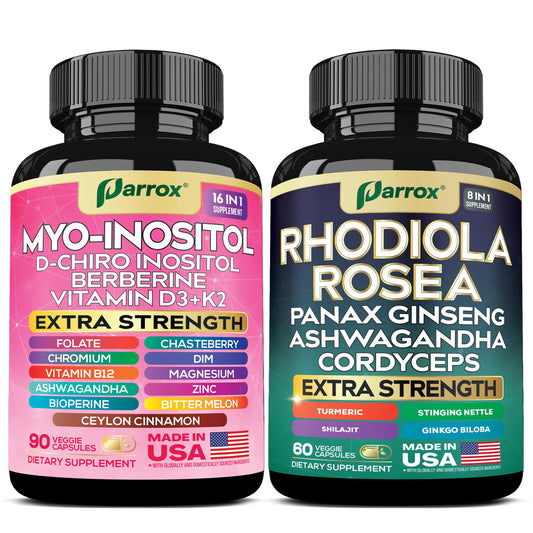 Pack Parrox Myo-Inositol y Rhodiola Rosea para bienestar adaptogénico