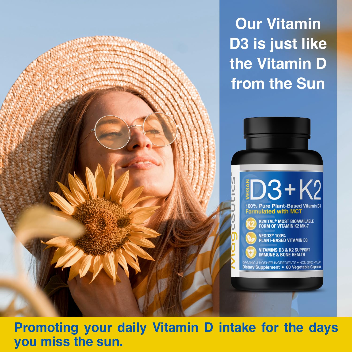 Pack suplemento Magceutics vitamina D3 K2 60 cápsulas