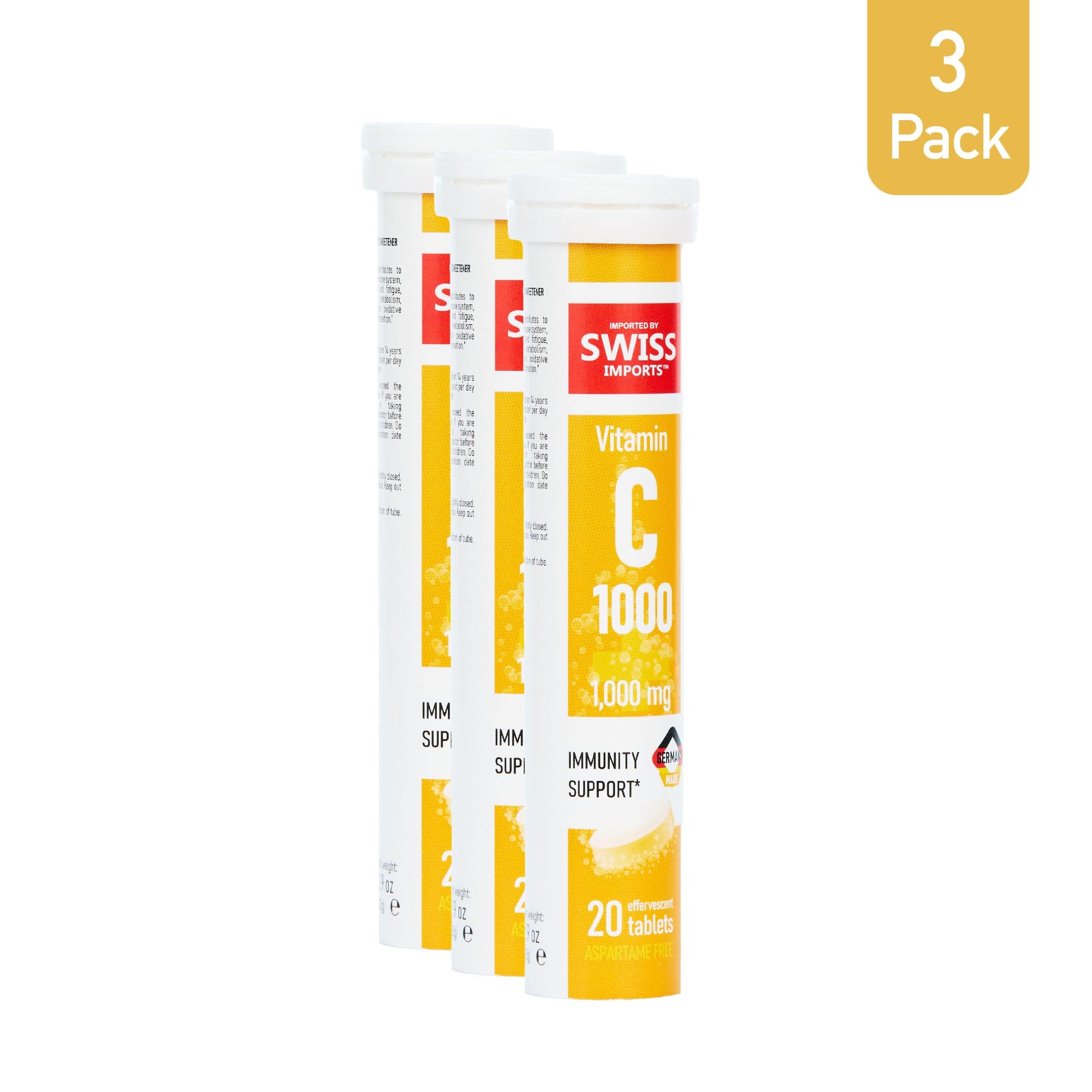 Tres envases de vitamina C 1000mg en paquete 3