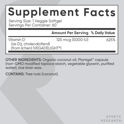 Packaging Sports Research vitamina d3 vegana sin carragenina
