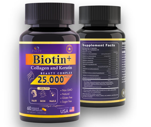 PAETY suplemento biotina colágeno queratina 60 cápsulas salud belleza