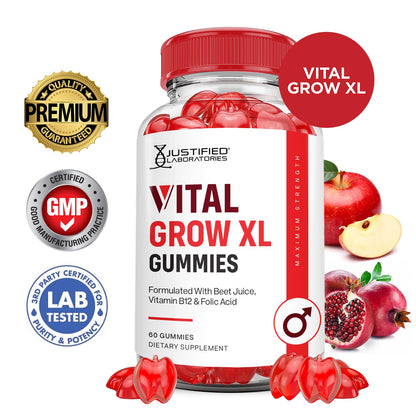 Paquete de 1 gomitas Vital Grow XL sabor granada