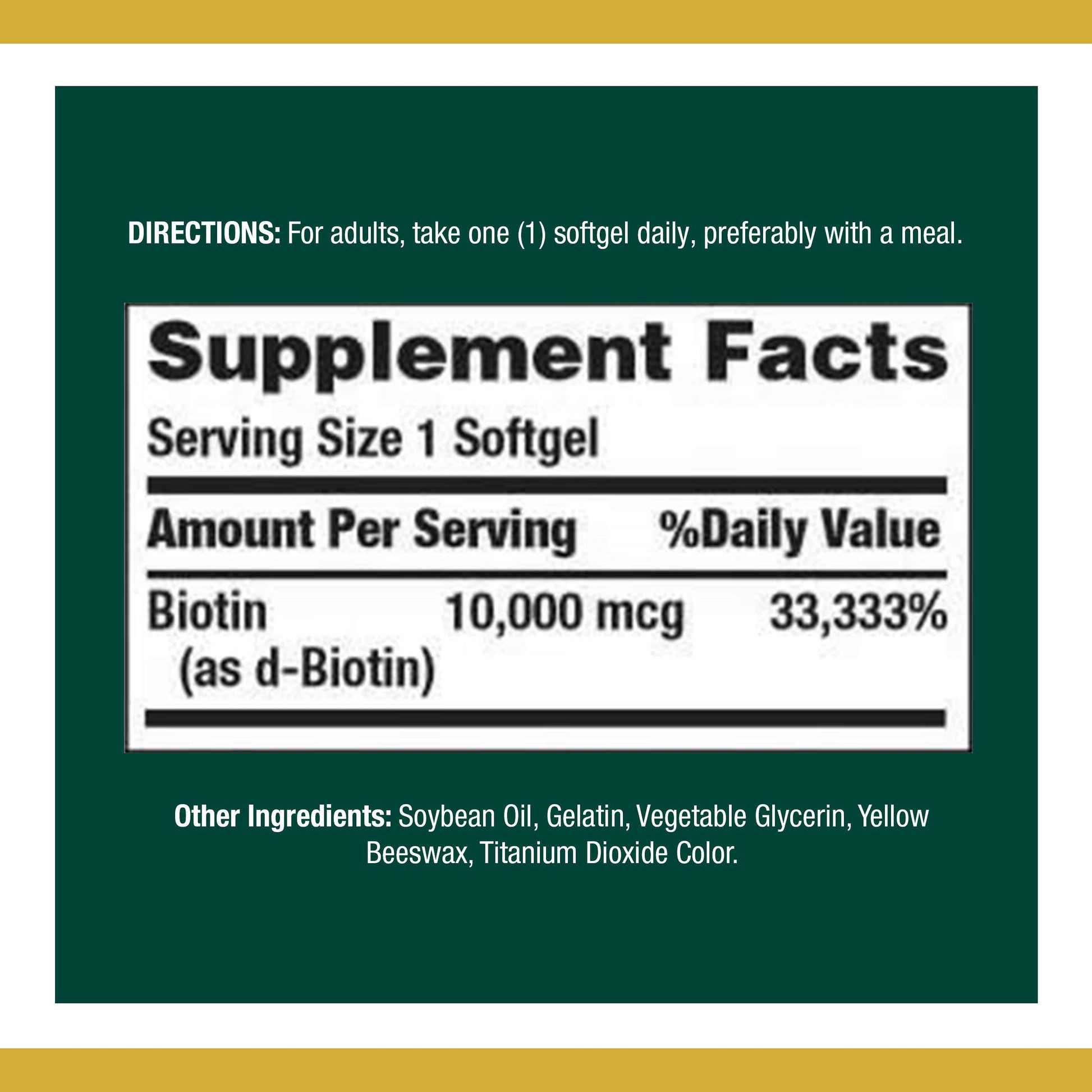 Paquete de 10 frascos de biotina 10000 mcg Nature's Bounty