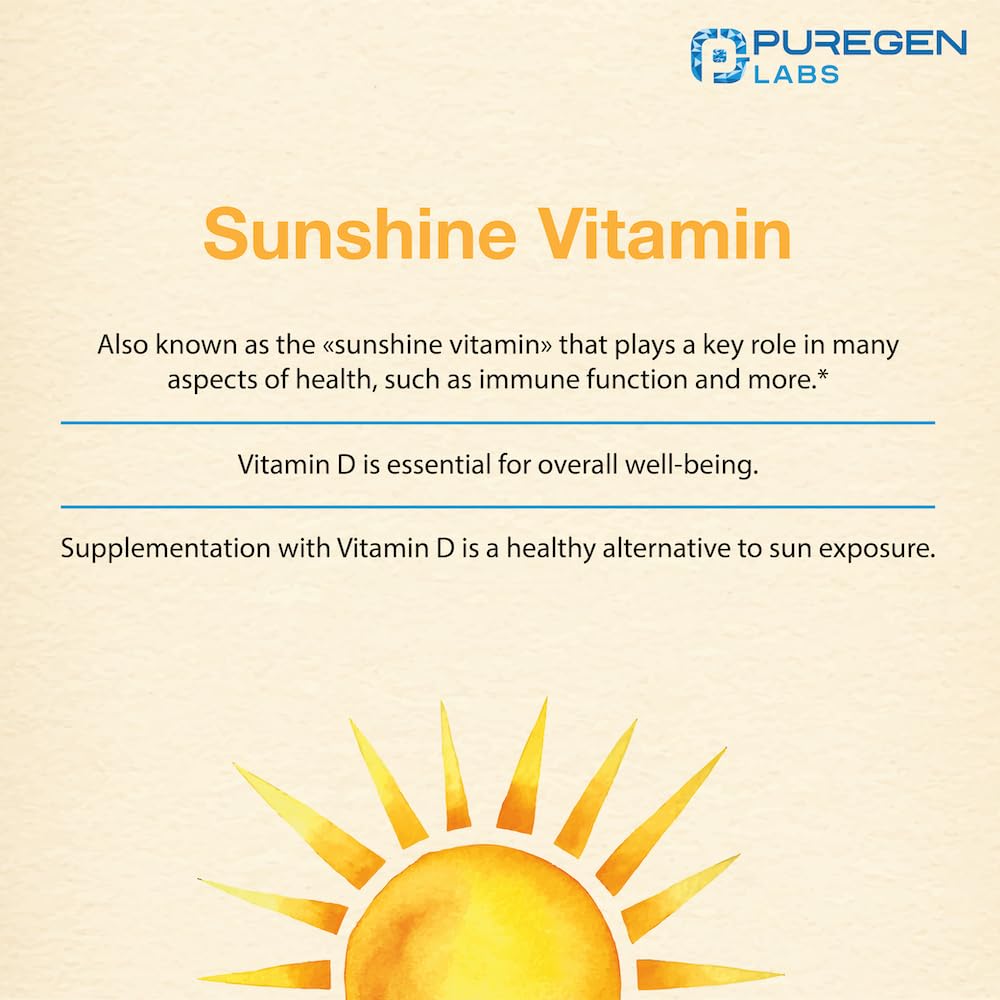 Paquete 100 cápsulas Vitamina D3 Puregen Labs