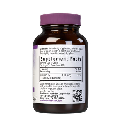 Paquete de 100 tabletas vitamina K1 BlueBonnet para huesos