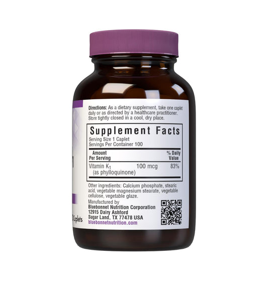 Paquete de 100 tabletas vitamina K1 BlueBonnet para huesos