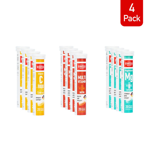 Paquete de 12: Grupo de cápsulas de vitaminas suizas.