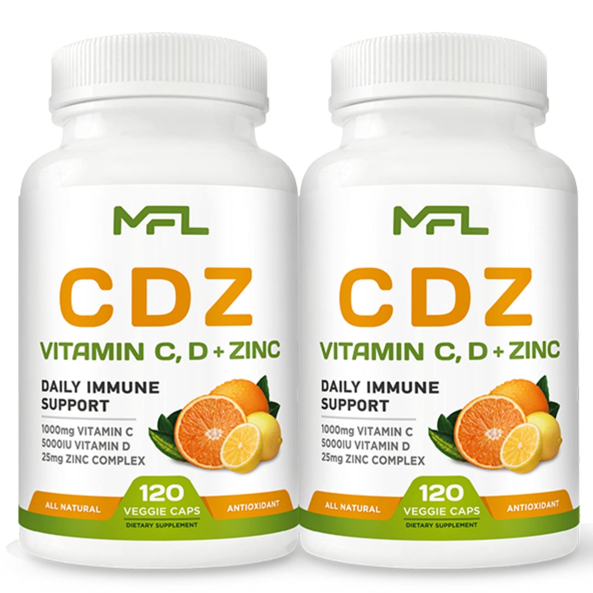 Paquete de 2 MUSCLE FOOD LABS vitaminas C D3 Zinc 240 cápsulas vegetales