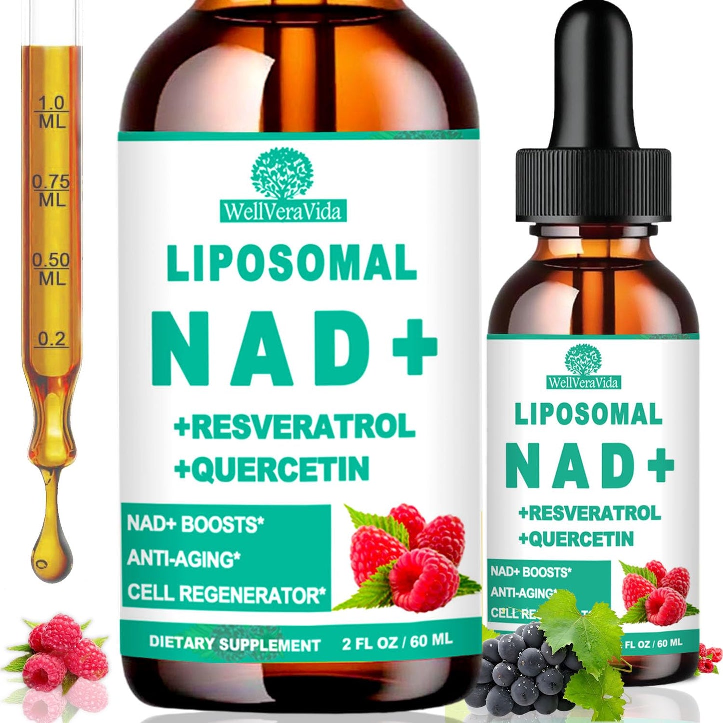 Paquete de 2 suplementos NAD+ líquidos WellVeraVida
