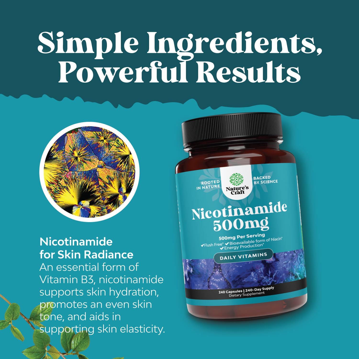 Paquete de 240 cápsulas niacinamida 500mg Natures Craft