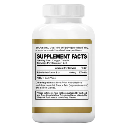 Paquete de 240 cápsulas vegetales de riboflavina oppuland