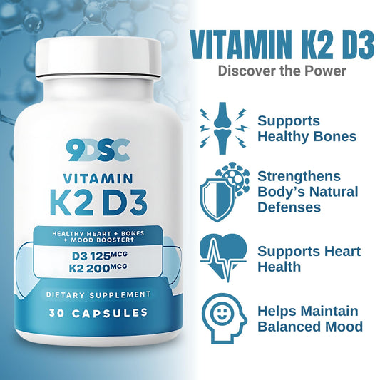 Paquete 3 de cápsulas vitaminas D3 y K2 9DSC en botellas azules