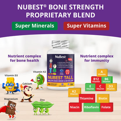 Paquete de 3 NuBest Tall Kids vitaminas para niños de 2 a 9 años