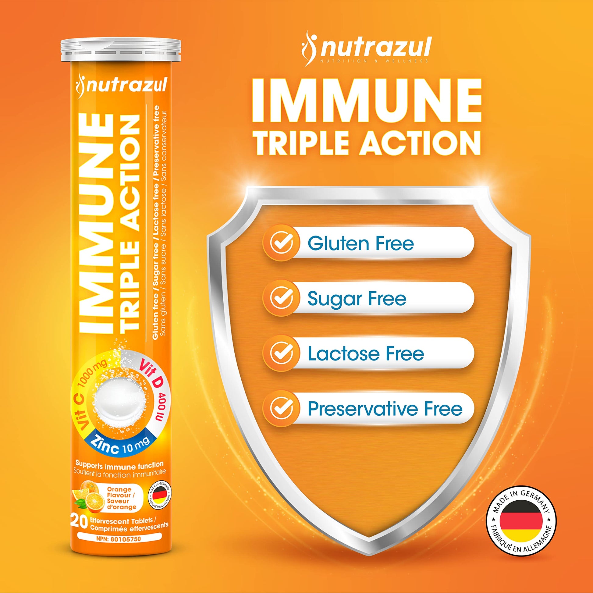 Paquete de 3 Nutrazul tabletas efervescentes sabor naranja