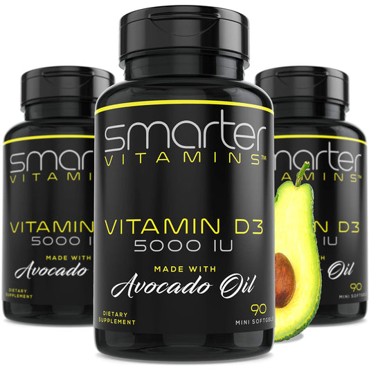 Paquete 3 Smarter vitamina D3 5000 IU aceite de aguacate 270 cápsulas