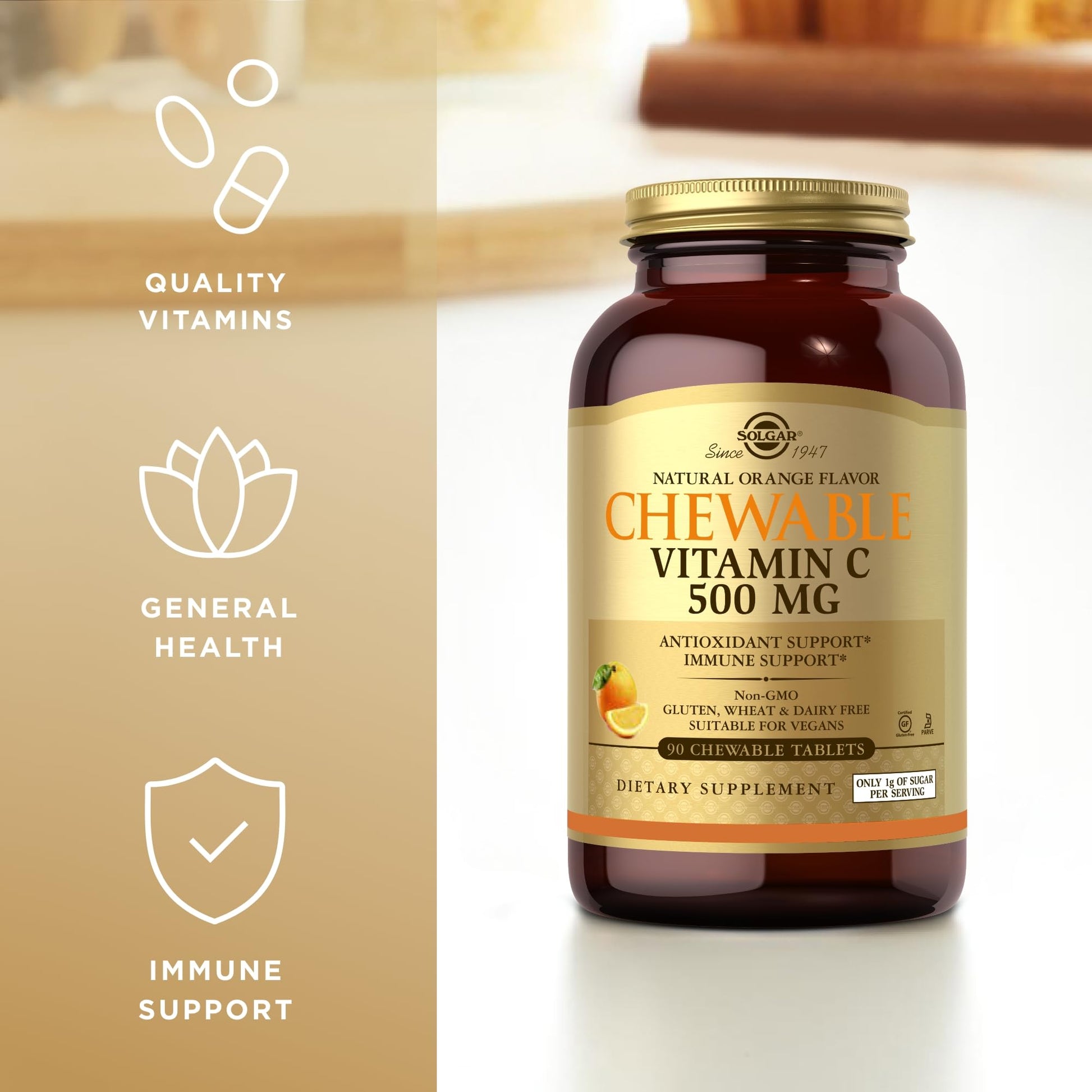 Paquete de 3 SOLGAR vitamina c masticable naranja