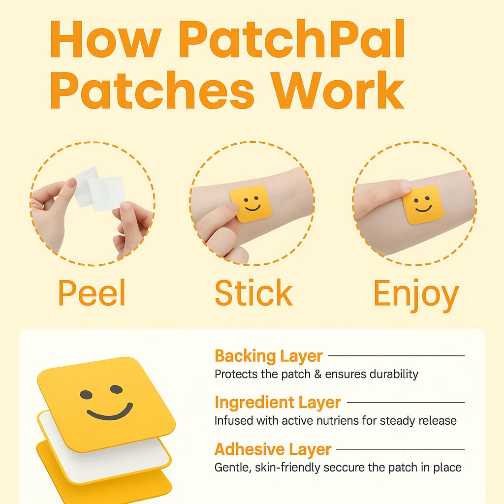 Paquete de 30 parches cafeína y complejo b PatchPal