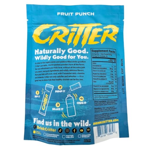 Paquete 30 sobres individuales Critter Vitamin H2O niños