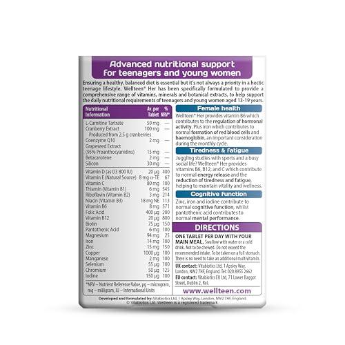 Paquete de 30 tabletas Wellteen Her para mujeres jóvenes
