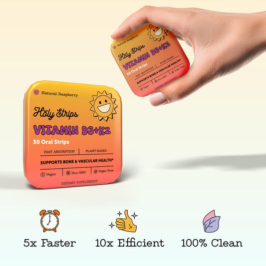 Paquete de 30 tiras orales HOLY STRIPS vitamina d3 k2 sin azúcar
