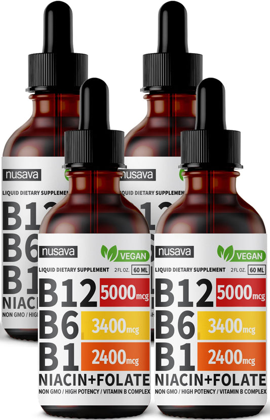 Paquete 4 gotas líquidas vitaminas B12 y B6 frambuesa