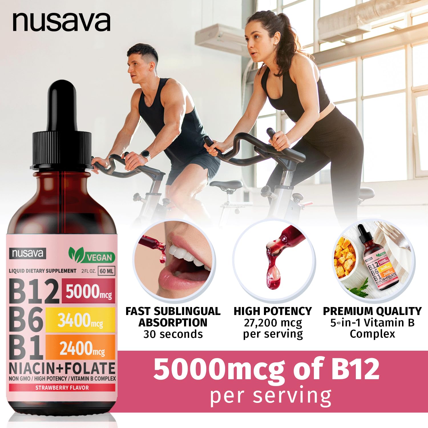 Paquete de 4 gotas vitamina B12 B6 NUSAVA USA
