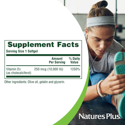 Paquete de 60 cápsulas vitamina d3 naturesplus sin gluten