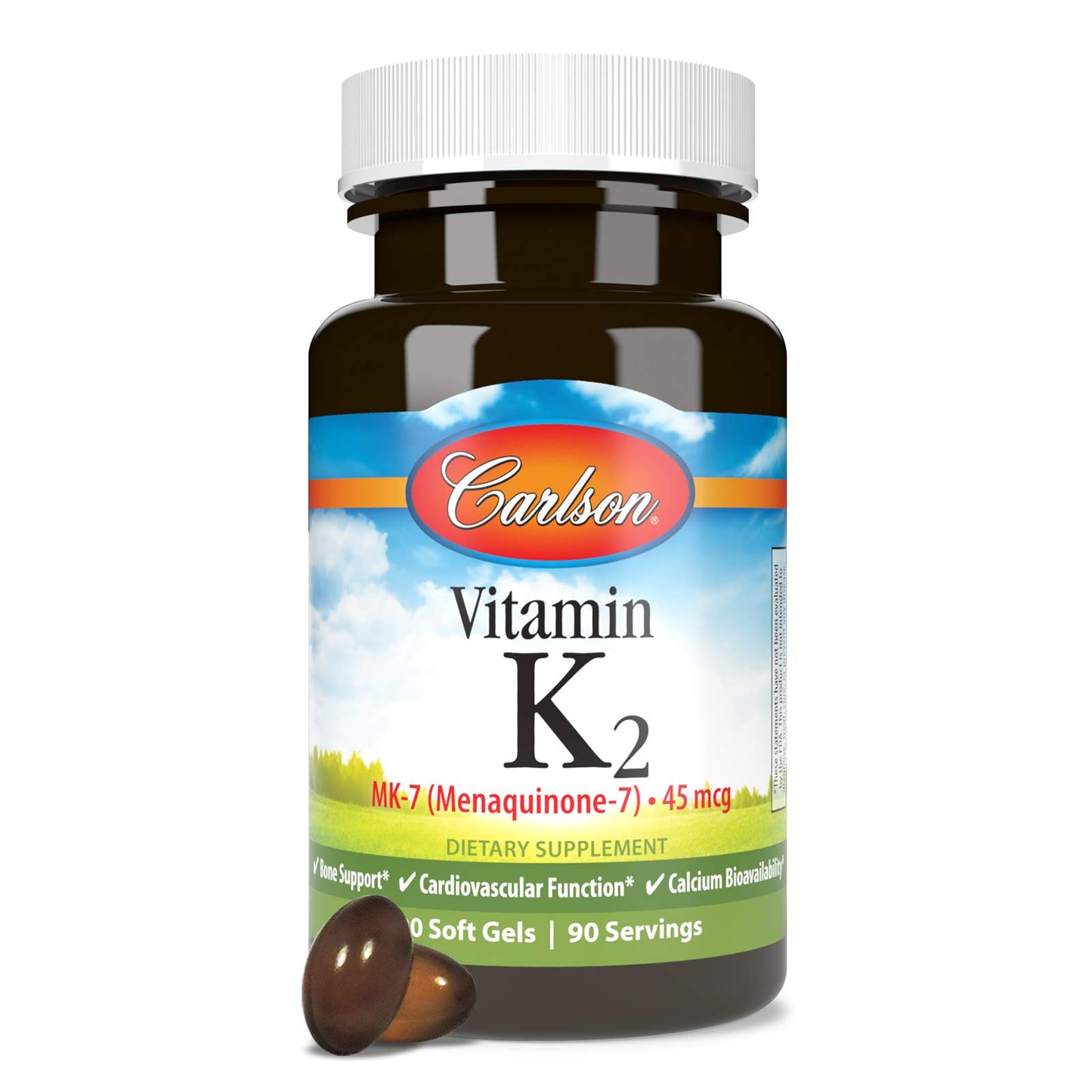 Paquete de 90 softgels vitamina K2 Carlson Labs