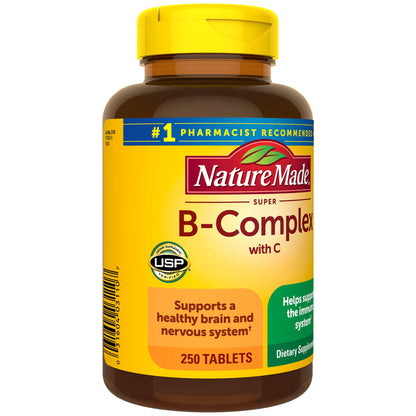 Paquete abierto Nature Made Super B Complex tabletas color crema