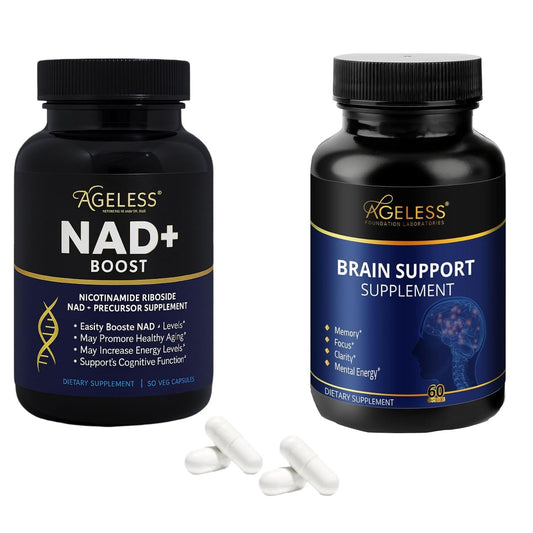 Paquete Ageless NAD+ y suplemento nootrópico para cerebro y energía