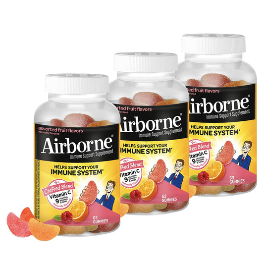 Paquete Airborne gomitas vitamina C frutas surtidas 63 unidades