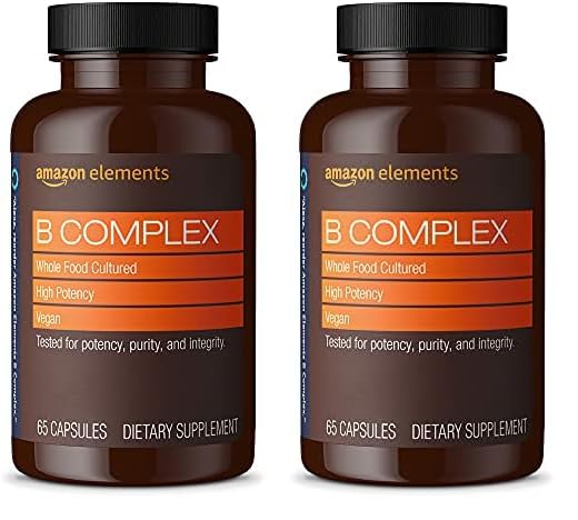 Paquete Amazon Elements Complejo B 65 cápsulas veganas