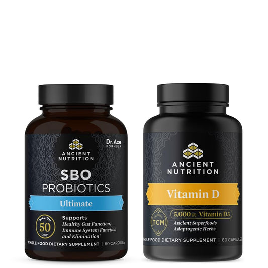Paquete Ancient Nutrition cápsulas probióticas SBO y vitamina D