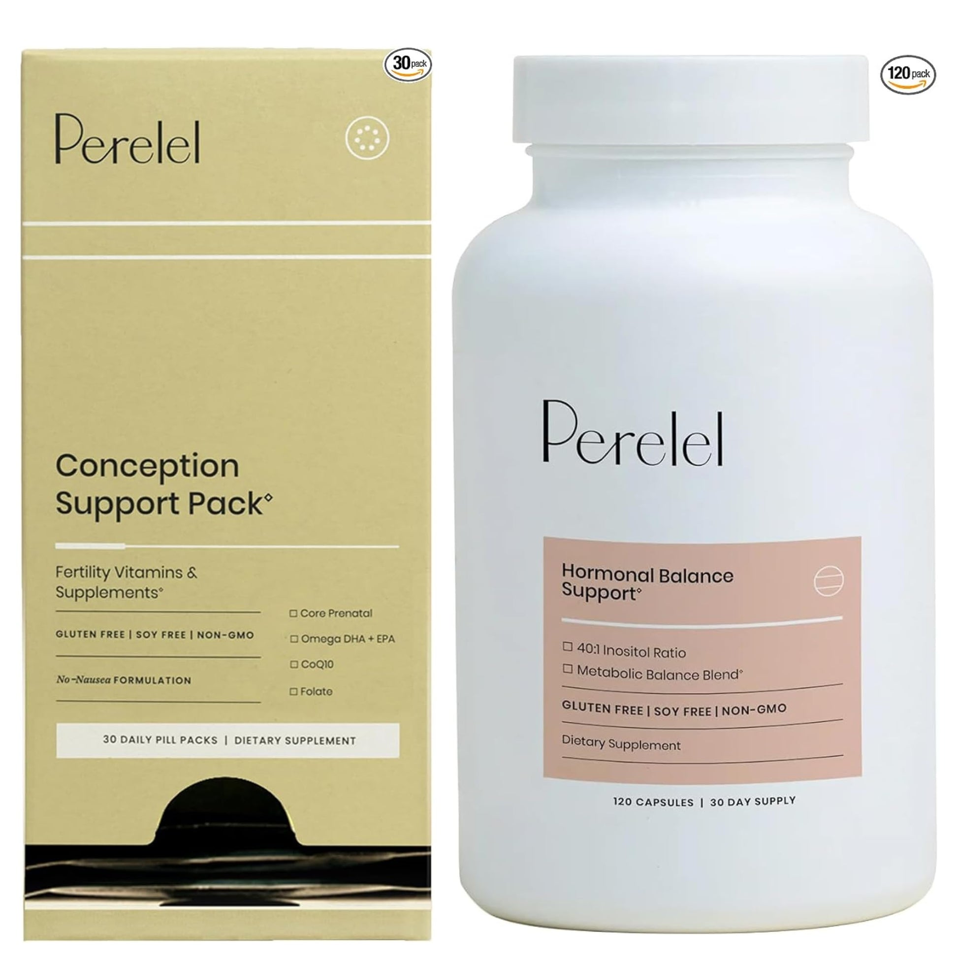 Paquete de apoyo para concepción y multivitamínicos prenatales Perelel