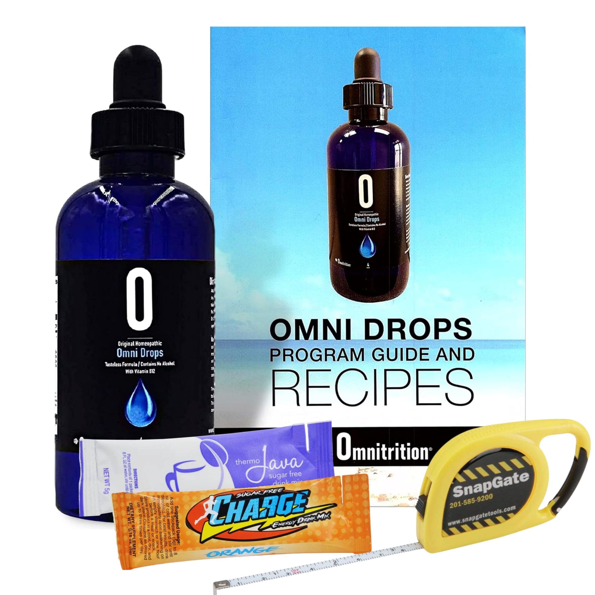 Paquete básico Omni Drop Omnitrition con botella y guía