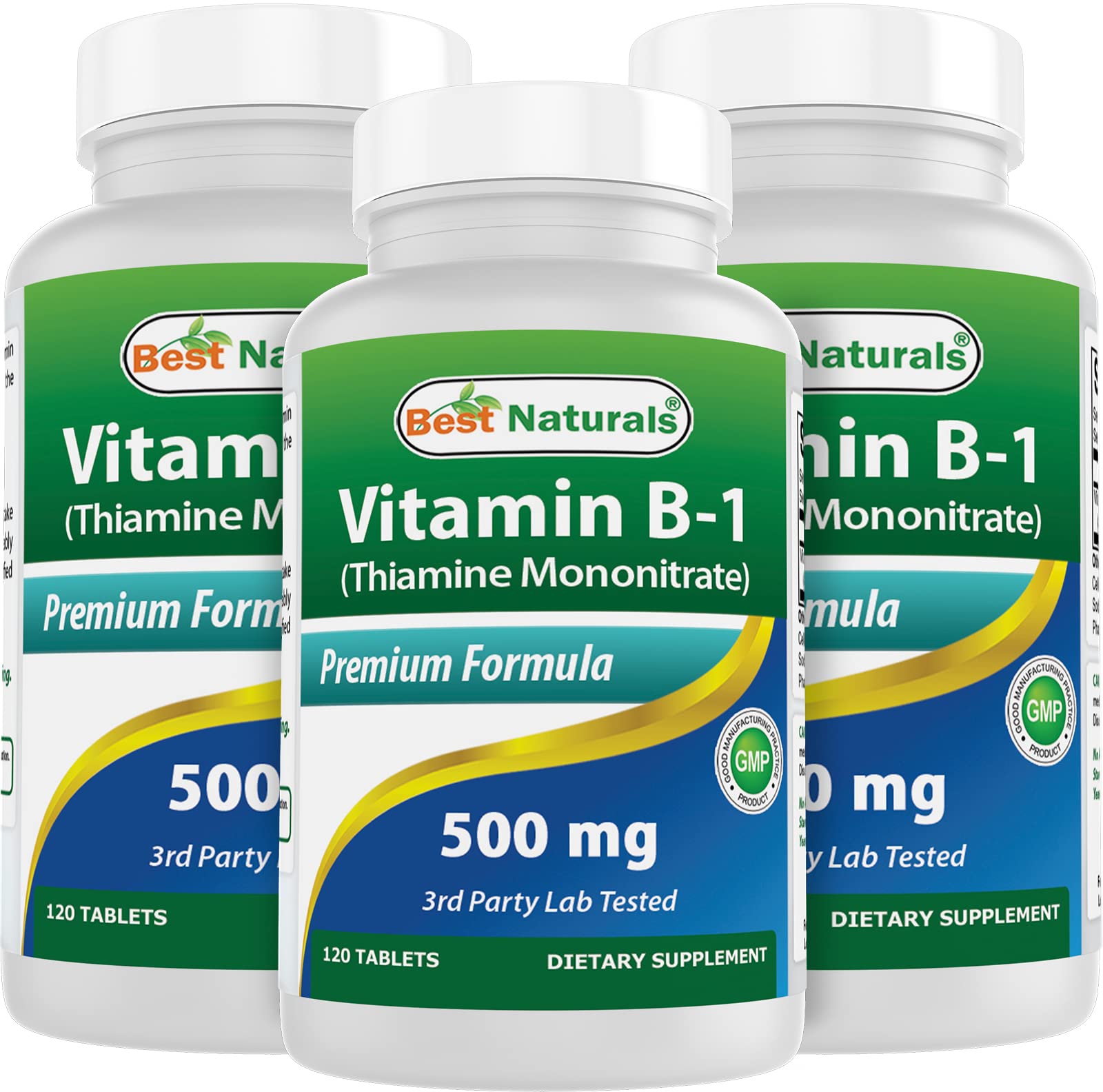 Paquete Best Naturals Vitamina B1 500 mg mononitrato tiamina 120 tabletas