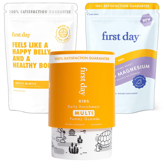 Paquete bienestar niños FIRST DAY multivitaminas gomitas magnesio