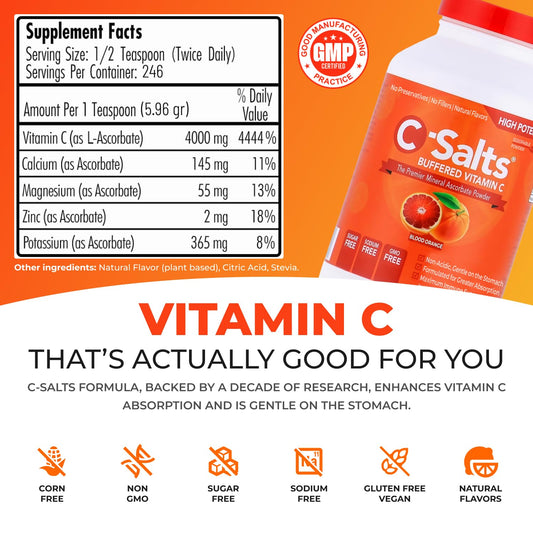 Paquete C-Salts polvo buffered vitamina C naranja sanguina