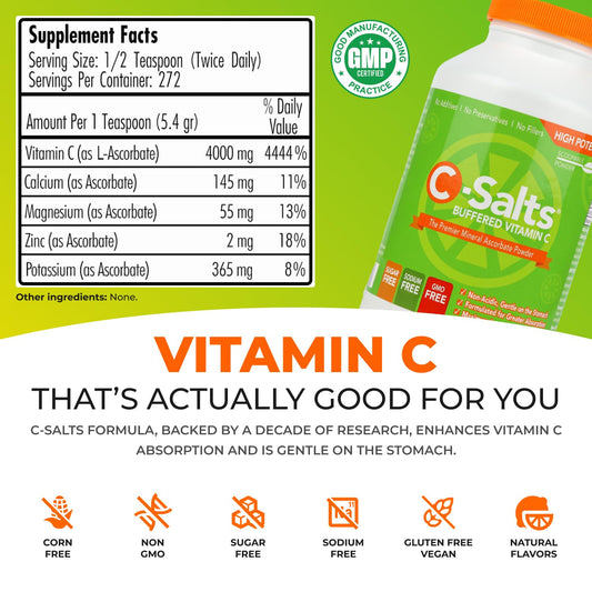 Paquete C-Salts polvo vitamina c orgánico sin azúcar