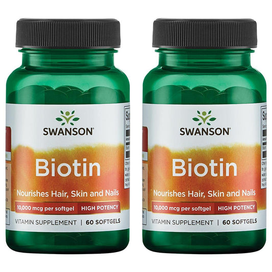 Paquete de cápsulas blandas Swanson Biotina 10,000 mcg alta potencia