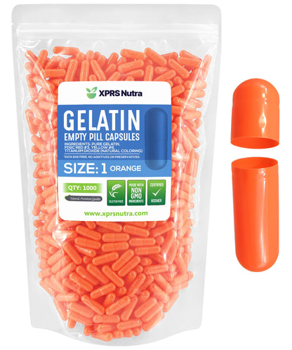 Paquete de cápsulas vacías de gelatina XPRS Nutra tamaño 1
