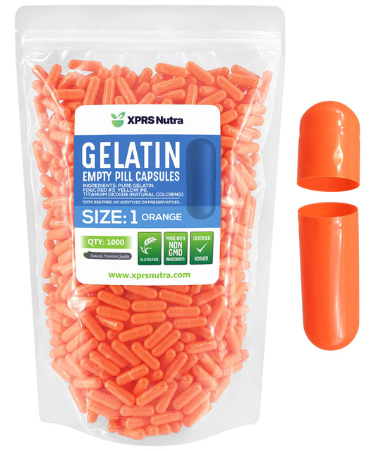 Paquete de cápsulas vacías de gelatina XPRS Nutra tamaño 1